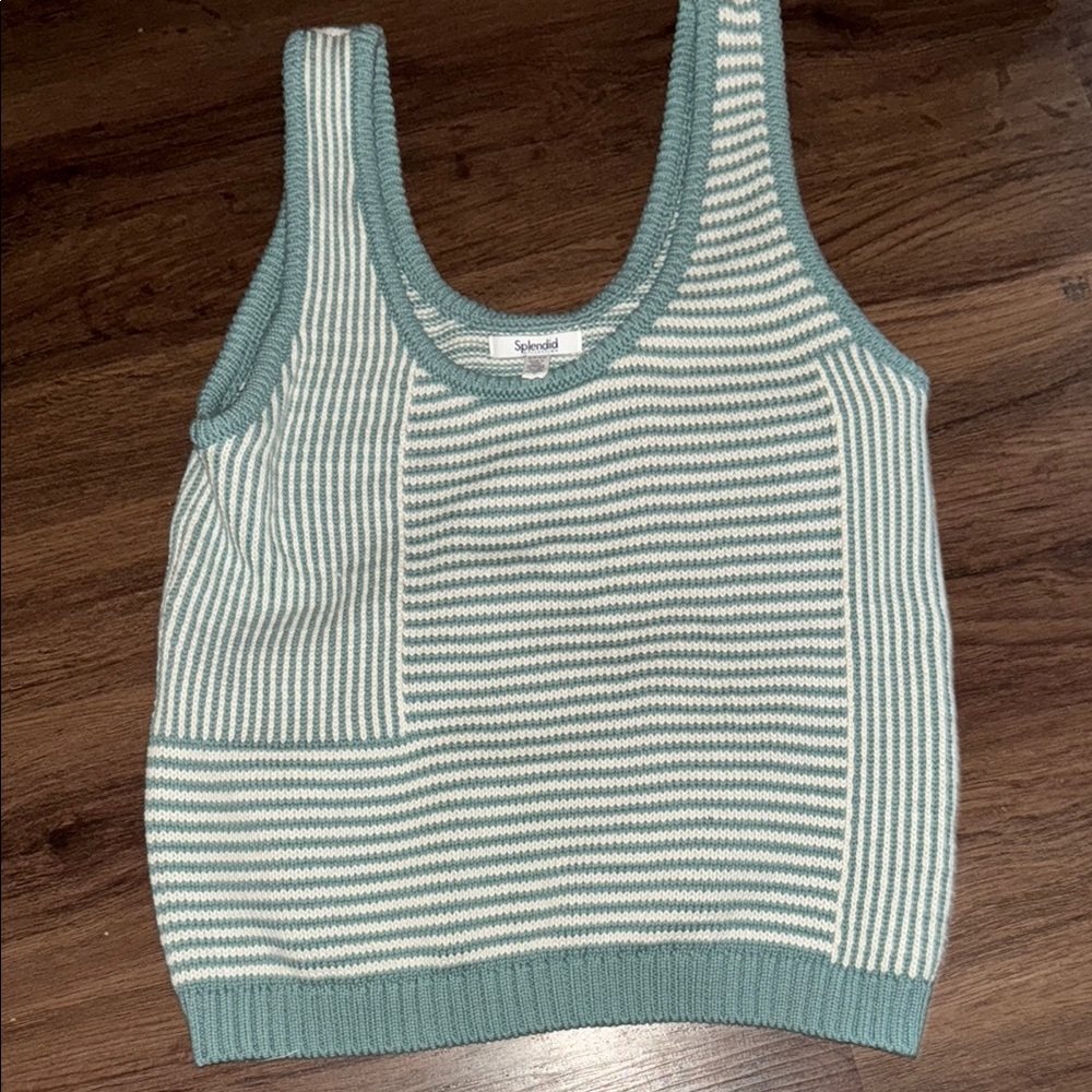 Splendid New Womens Blue and White Striped Tank - Picture 3 of 4